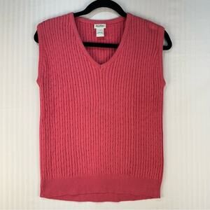 Brooks Brothers Golf Sweater Vest Pink Women’s Size Medium Classic Cable Knit